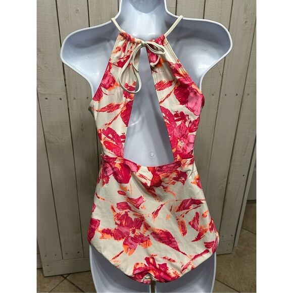 Carmen Marc Valvo One Piece Pink White Floral Swimsuit Size XXL - Picture 2 of 9